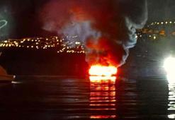Denizde şişme botta patlama; alev alev yandı