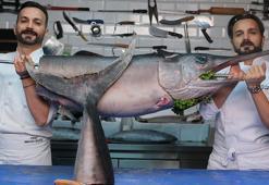 75 kiloluk kılıç balığından cağ kebabı