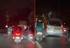 Sultangazi'de motosikletli gruptan trafikte tehlikeli hareketler