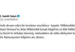 MHP'li Yalçın: İstifası istenen 3 milletvekilinin dilekçesi kabul edildi