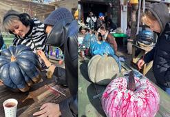 Edirne’de ressamlar Balkan geleneği ‘Bocuk Gecesi’ için kabakları boyadı