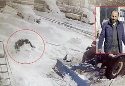 Lastik tamircisinin üzerine çatıdan kar kütlesi düştü