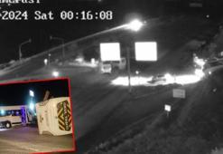 2 işçi servis minibüsünün çarpışması sonucu 20 kişinin yaralandığı kaza kamerada