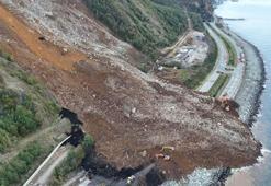 Karadeniz Sahil Yolu'nda heyelanın izleri siliniyor; 1 araç aranıyor