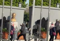 Atatürk büstünü iterek düşüren şüpheli tutuklandı