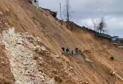 Heyelanlı yamaca riskli ‘kestirme patika’