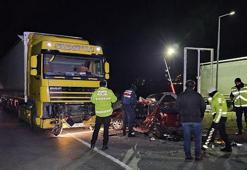Edirne'de TIR'la çarpışan otomobilin sürücüsü öldü; kaza kamerada