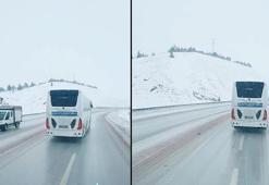 Devrilen otobüsün kaza öncesi seyir halindeki görüntüleri ortaya çıktı