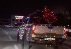 Renkli lambalarla süsledikleri araçlarıyla caddelerde tur attılar; o anlar kamerada