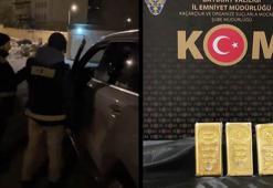 Otomobilin bagajdan 10 milyon liralık kaçak külçe altın ele geçirildi; operasyon polis kamerasında