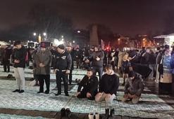 Büyük Filistin Yürüyüşü; sabah namazını Ayasofya'da kıldılar