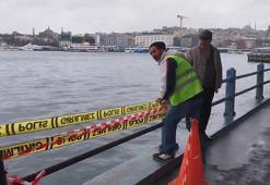 Galata Köprüsü'nde 1 kişinin Haliç'e düşmesine neden olan korkuluk değiştirildi