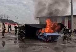 Elektrikli araç yangınlarına battaniyeli müdahale