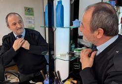 40 yıldır kravat takarak tıraş yapıyor