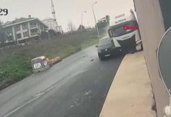 Büyükçekmece'de kamyonun 2 araca çarpıp 1 kişiyi ezdiği kaza kamerada