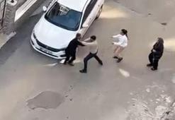 Bıçaklı, kaldırım taşlı komşu kavgası, kamerada