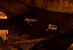 Kuzey Marmara Otoyolu'nda meydana gelen kazada hafriyat kamyonu dereye uçtu: 3 yaralı