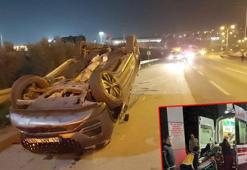 TEM’de bariyere çarpan cip devrildi; 1 ölü 1 yaralı