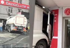 Başakşehir'de su tankeri tıp merkezinin bulunduğu binaya çarptı