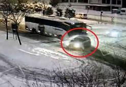 Nevşehir'de yolcu otobüsü ile otomobilin çarpışması kamerada