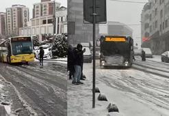 Arnavutköy'de İETT otobüsü yolda kaydı
