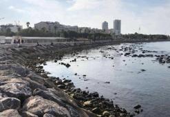 İskenderun'da deniz çekildi