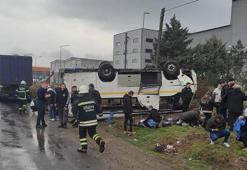 Tekirdağ'da fabrika işçilerinin taşındığı servis midibüsü takla attı; 25 yaralı