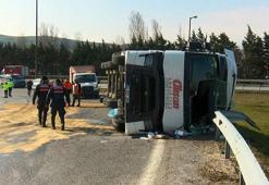 Çatalca TEM'de tanker devrildi