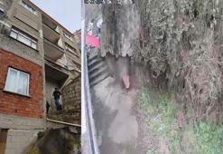 Heyelanın hasar verdiği 4 katlı bina boşaltıldı; toprak kayma anı ve yaşananlar kamerada