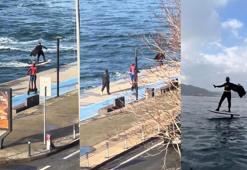 Bebek Sahili'nde Batman sörf yaptı; Spider Man skuter kullandı