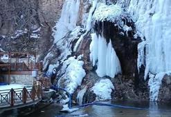 Malatya'da Günpınar Şelalesi dondu