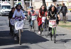 Diyarbakır’da kadınlar, ‘8 Mart’ için pedal çevirdi