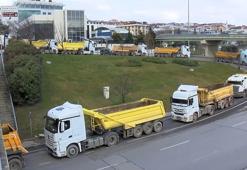 Döküm sahası değiştirilen hafriyat kamyon şoförleri D-100'de eylem yaptı