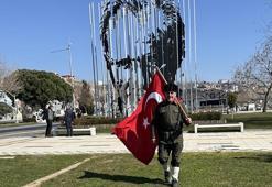 Şehitler için İstanbul'dan Çanakkale'ye yürüyen gazi torunu Tekirdağ'da