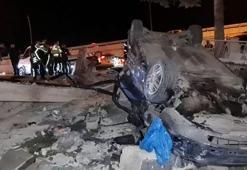 Bahçe duvarına çarpıp, devrilen otomobilin sürücüsü yaralandı