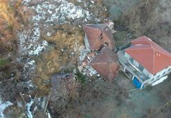 Sinop'ta 3 evin yıkıldığı, 4 kişinin yaralandığı heyelan sonrası hasar tespit çalışması