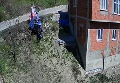 Ordu'da patpatın uçurumdan yuvarlanması güvenlik kamerasında