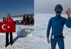 Milli sporcudan farkındalık için buz altı dalışı