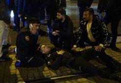 Eylemde göğsüne parke taşı isabet eden polis yaralandı