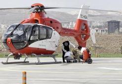 Ambulans helikopter pistinde Kangal köpeğine pansuman