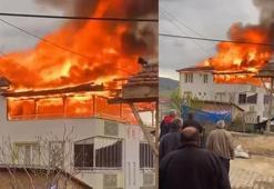 Amasya’da 3 katlı binanın çatı katı alev alev yandı