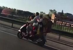 4'ü çocuk, 6 kişinin motosikletle tehlikeli yolculuğu kamerada