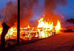 Bursa'da samanlık alev alev yandı