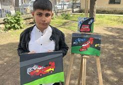 10 yaşındaki otizmli Hasan, ilk resim sergisini açtı