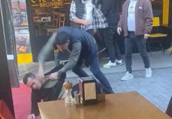 Beşiktaş’da komşu iki esnafın sokak ortasında kavgası kamerada
