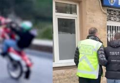 Tek teker üstünde giden motosiklet sürücüsüne ceza uygulanıp ehliyetine 2 süreyle el konuldu