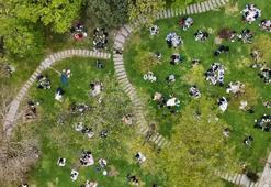 İstanbul'da deprem sonrası Maçka Parkı'nda yoğunluk havadan görüntülendi