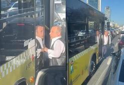 Şişli'de sürücüye bıçak çeken özel halk otobüsü şoförü kamerada