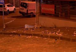 Küçükçekmece’de şiddetli rüzgar nedeniyle bir binanın dış cephesi koptu