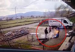 Spiral makinesiyle kesilmek istenen varil patladı; o anlar kamerada